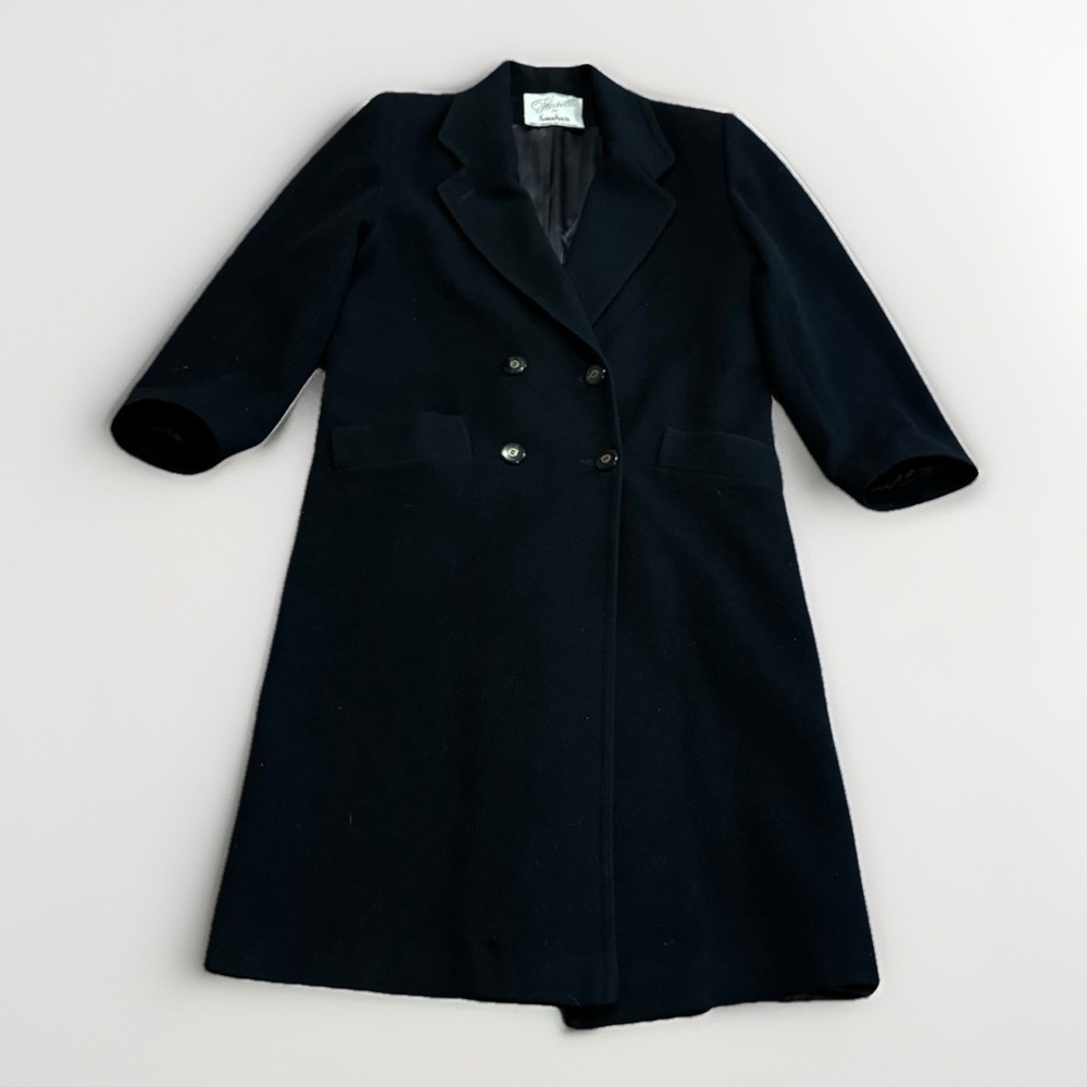 Fleurette Neiman Marcus 100% Cashmere Coat Womens 6 Black Long Trench USA Made
